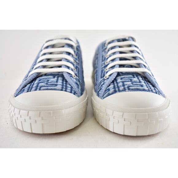 Fendi Domino Blue Denim FF Logo White Platform Logo Low Top Trainer Sneaker 40 - Picture 8 of 14